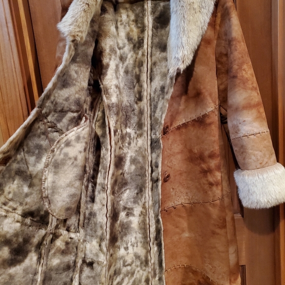 Faux Suede and Fur Lined Coat - Picture 3 of 4